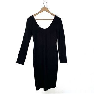 L'agence Long Sleeves Bodycon Dress Scoop Neck Black Color Dress S